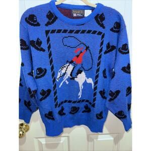 Panhandle Slim Western Woman’s Blue Sweater Size Small Rodeo-Cowboy Hats